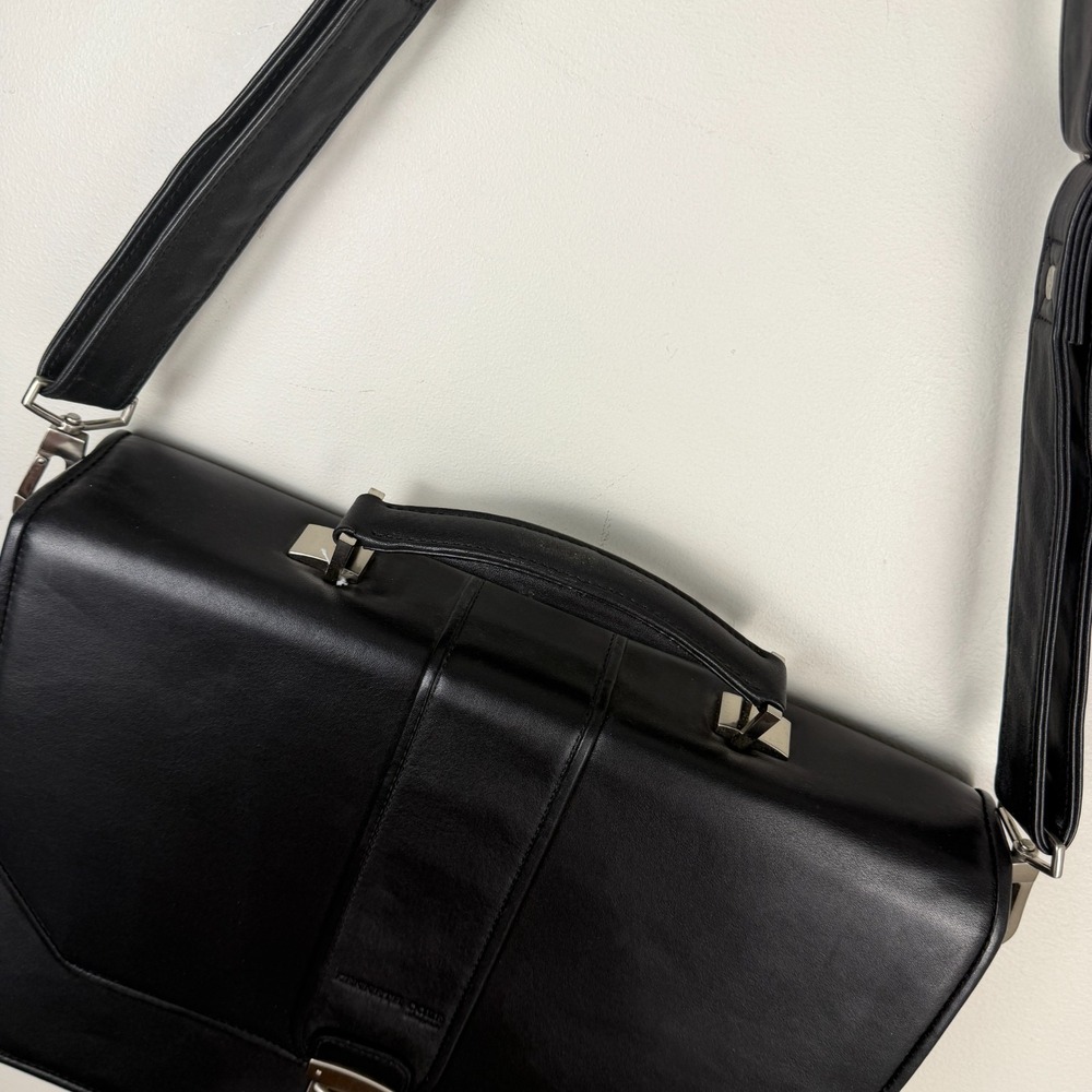Kenneth Cole Laptop Bag Men's Black Leather Portfolio Lock Classic Top Handle - Picture 8 of 16